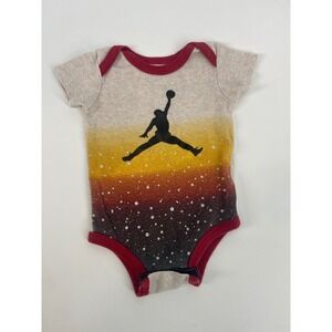 Jordan Jumpman Baby Bodysuit 6-12M Tan Red Graphic Bottom Snap Onsie Outfit
